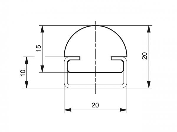 H profile HR 2020 - Profiles for conveying and transportation - Murtfeldt GmbH Kunststoffe - Technische Zeichnung 1
