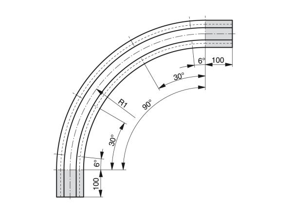 Guide curvate per catene a cerniera con guida a coda di rondine - Profili per convogliamento e trasporto - Murtfeldt GmbH Kunststoffe - Technische Zeichnung 3
