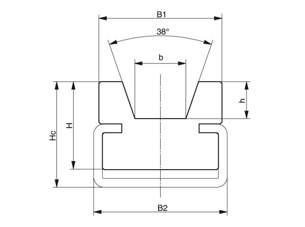 Tipo KRC - Guide per cinghie - Murtfeldt GmbH Kunststoffe - Technische Zeichnung 1