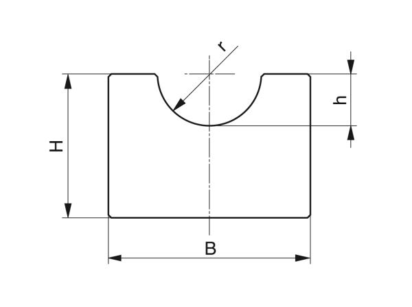 Tipo RR - Guide per cinghie - Murtfeldt GmbH Kunststoffe - Technische Zeichnung 1
