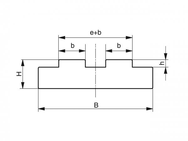 Tipo T-Doppio - Guide per catene a rulli - Murtfeldt GmbH Kunststoffe - Technische Zeichnung 1
