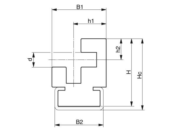 Type CRO - Kettinggeleidingen voor kettingen met ronde schakels - Murtfeldt GmbH Kunststoffe - Technische Zeichnung 1