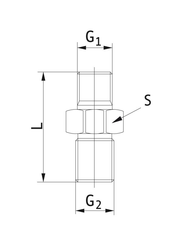 Double nipple - Lubrication system couplings - Murtfeldt GmbH Kunststoffe - Technische Zeichnung 1