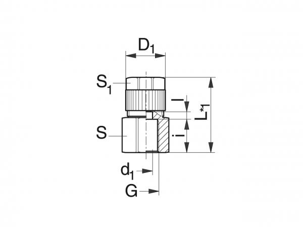 Gerade Aufschraub-Verschraubung für Schlauch - Schmiersysteme Verschraubungen - Murtfeldt GmbH Kunststoffe - Technische Zeichnung 1