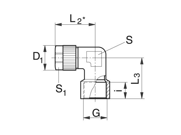 Angled screwed-on coupling for hose - Lubrication system couplings - Murtfeldt GmbH Kunststoffe - Technische Zeichnung 2