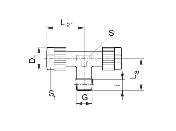 Raccordi a T per flessibile - Sistemi di lubrificazione per raccordi a vite - Murtfeldt GmbH Kunststoffe - Technische Zeichnung 1
