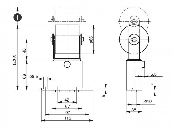 Spann-Box® gr.1 tipo SR-O - Tendicinghia automatici - Murtfeldt GmbH Kunststoffe - Technische Zeichnung 1