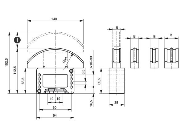 Spann-Box® gr.30 con profilo ad arco - Tendicatena per catene a rulli - Murtfeldt GmbH Kunststoffe - Technische Zeichnung 1