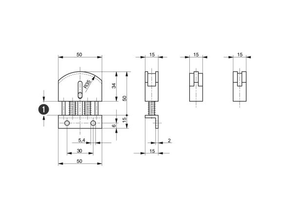 Minitenditore con profilo ad arco - Tendicatena per catene a rulli - Murtfeldt GmbH Kunststoffe - Technische Zeichnung 3